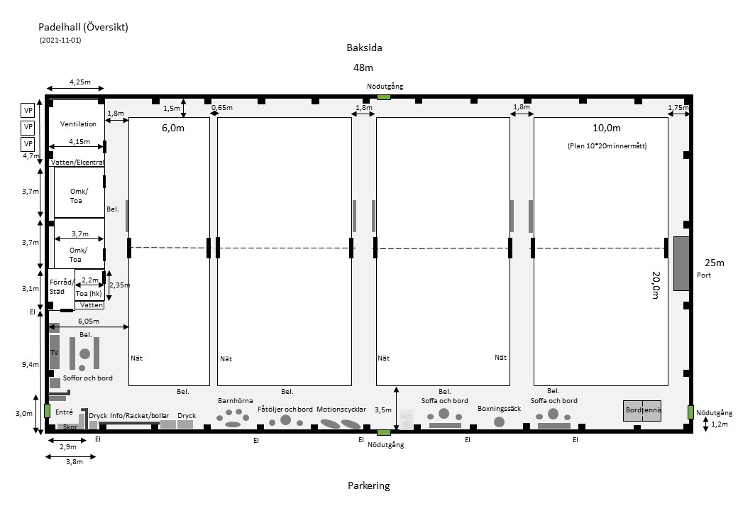 Planritning Djurås Padelcenter